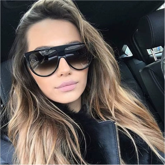 Retro Oversized Sunglasses Women 2026 Vintage Brand Lunette Soleil Femme Big Frame Flat Top Designer Sun Glasses Okulary Eyewear